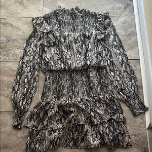 Bloomingdale’s endless rose Women's cheetah/leopard smocked Ruffled dress